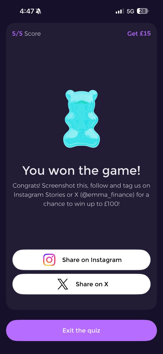 emilytathem's tweet photo. Just aced the @emma_finance quiz with a perfect 5/5 score! 🎉 Think you can beat me? #EmmaQuiz https://t.co/rhhut232hh