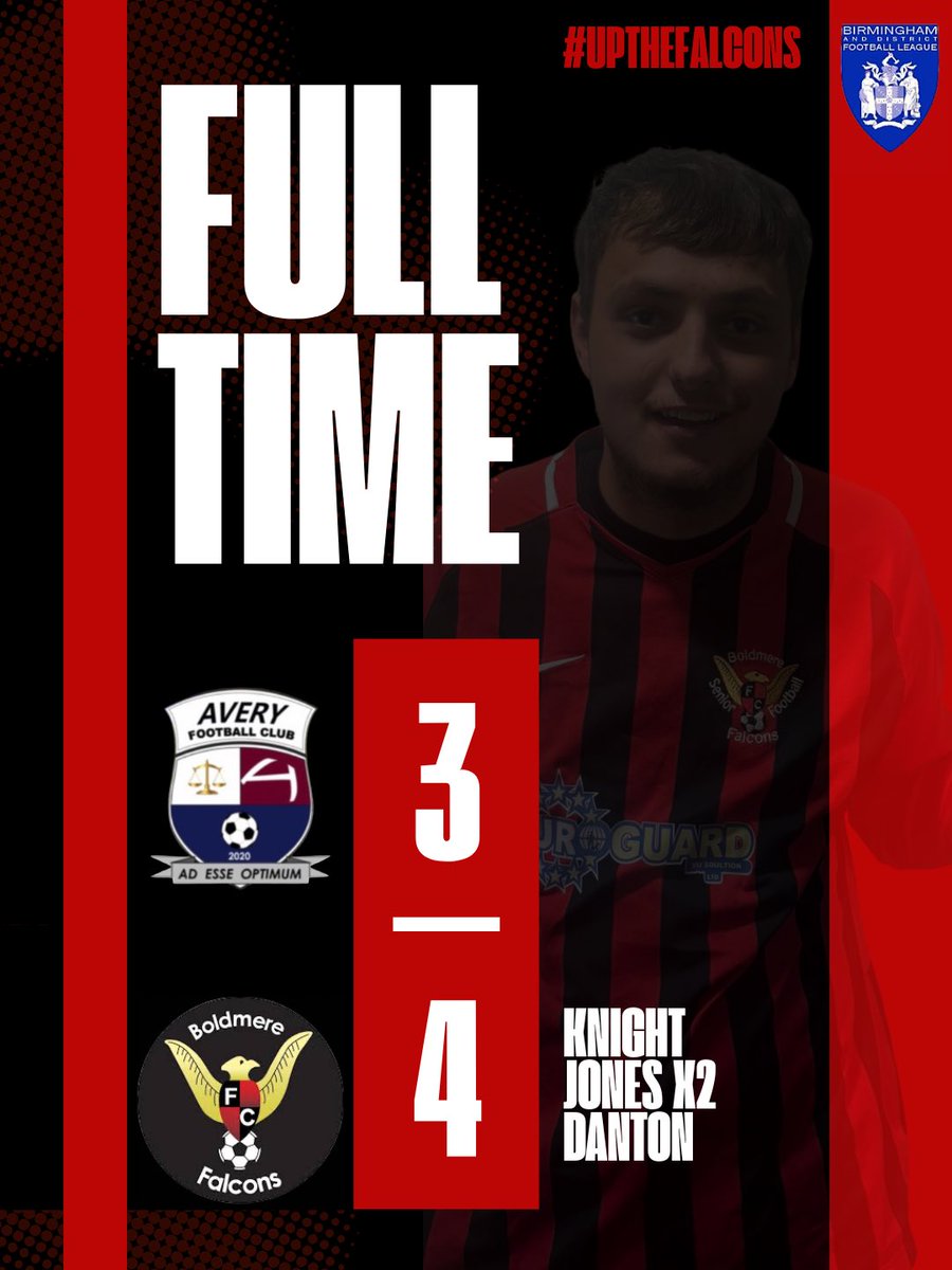 FalconsBoldmere's tweet photo. 🔴⚫️ 𝐅𝐔𝐋𝐋 𝐓𝐈𝐌𝐄 🔴⚫️

A good solid friendly against a youthful @avery_football side coming out with a 4-3 win. 

Good luck for the rest of season guys 👊⚽️

#UTB ❤️🖤 https://t.co/8zYJGkAJjl