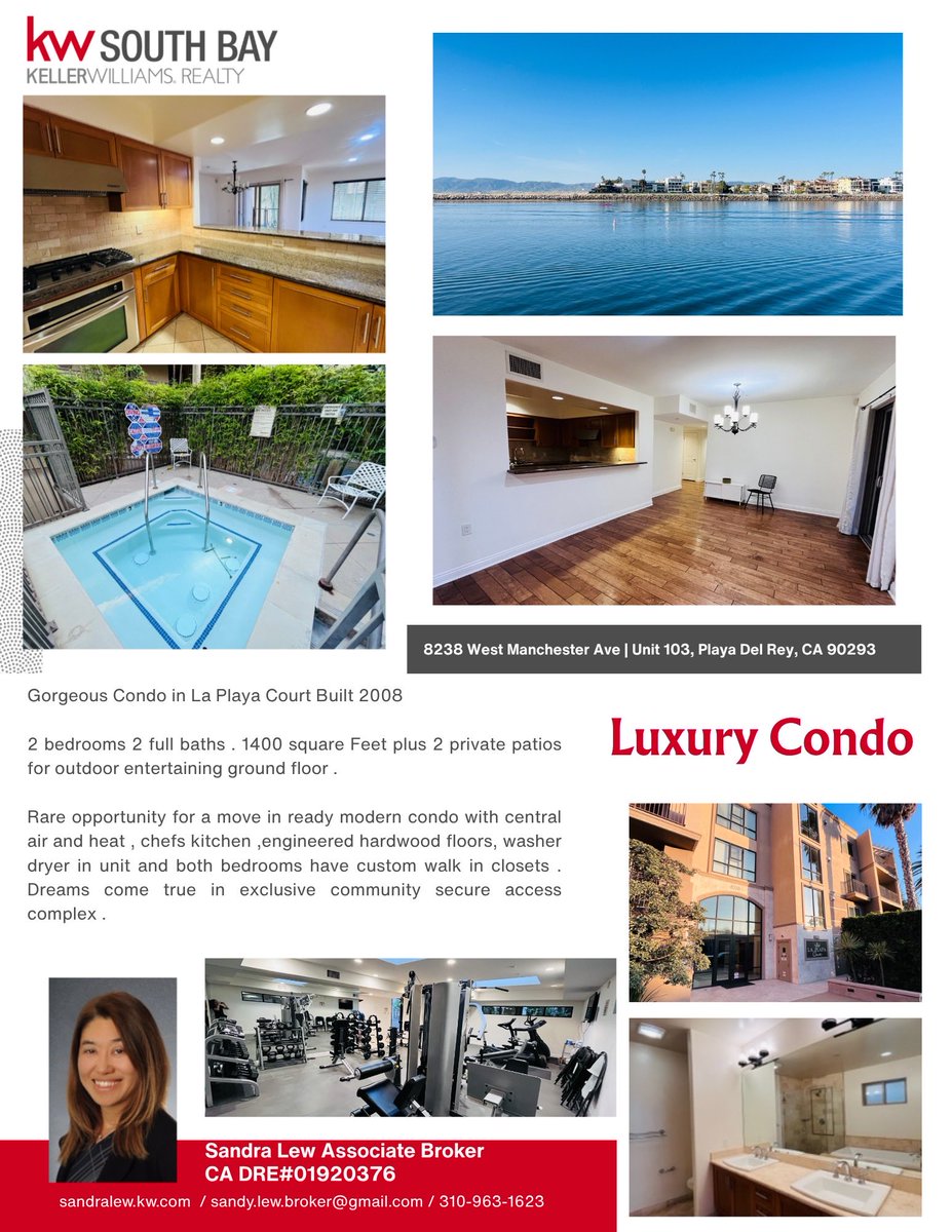 SandyLew8's tweet photo. Open house this weekend sat and sun 1-4 pm !! For sale beach condo in #playadelrey #realtor #openhouse https://t.co/e2glAyoWLY