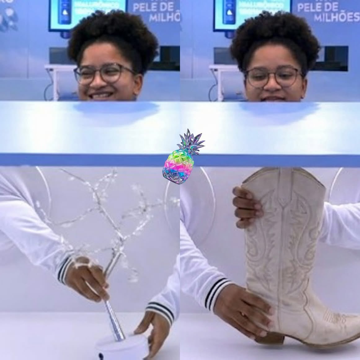 umagataBai's tweet photo. A c td certeza queria tocar na bota e depois na própria Samira ! Produção errou muito #bbb26 https://t.co/t02UCOoPwD