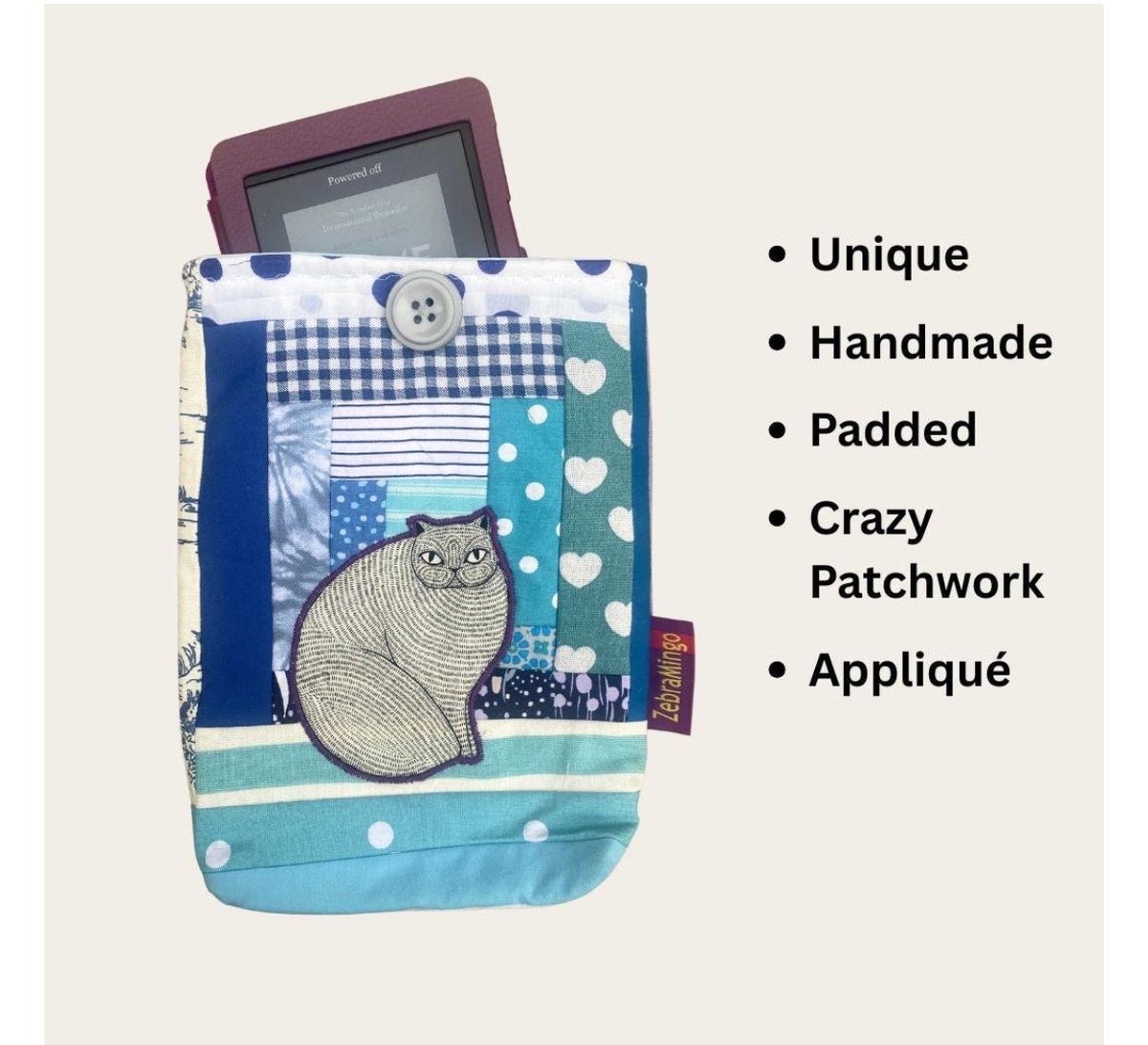 ZebraMingo's tweet image. Cozy cat padded book sleeve! zebramingo.etsy.com/listing/448004… #weekendread #kindle #caturday