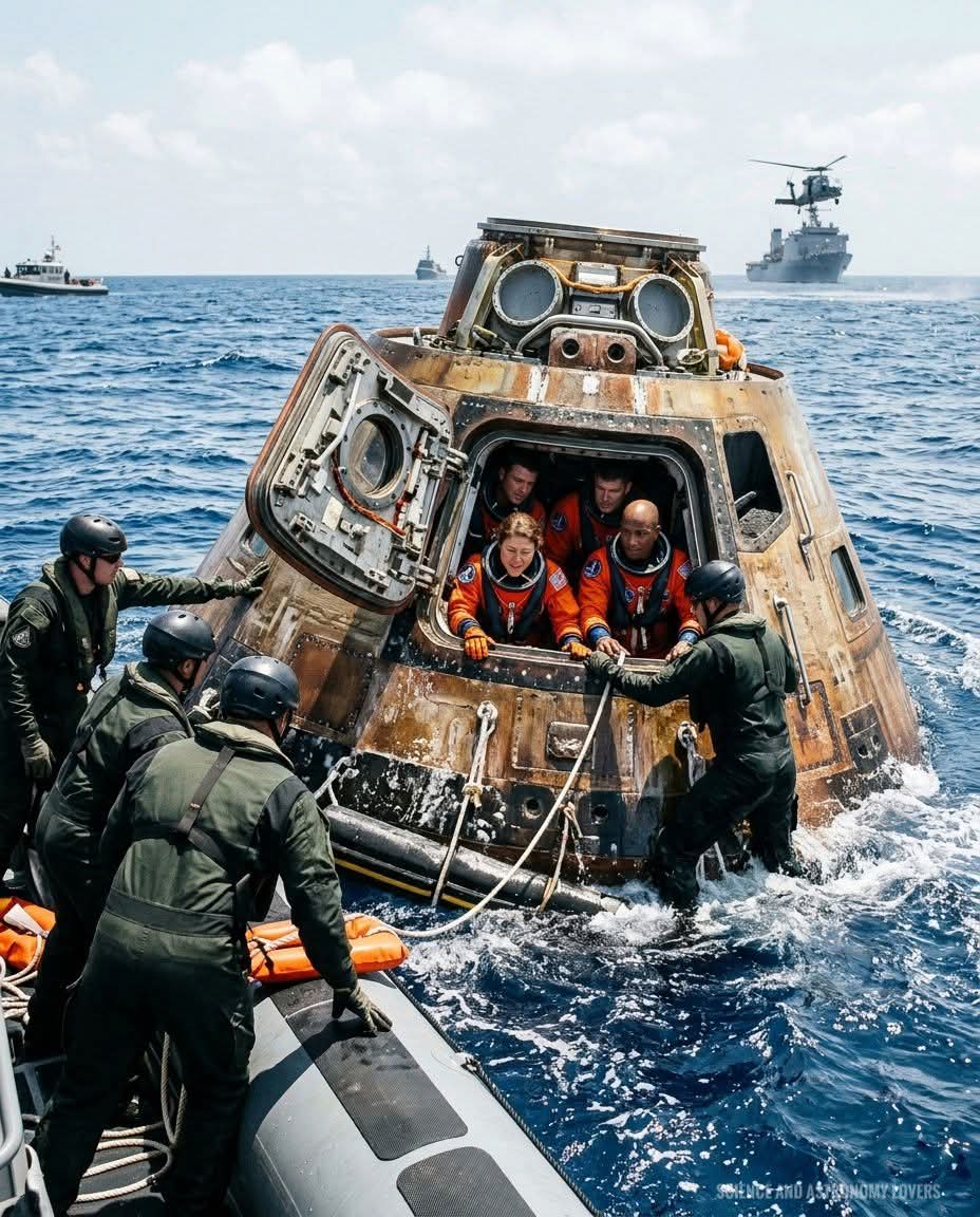 Laraib_Fatiima's tweet image. A historic return captured-Artemis Il astronauts exits the Orion capsule after landing safely on home (Earth). 

#space #ArtemisMission #ArtemisII #NASA