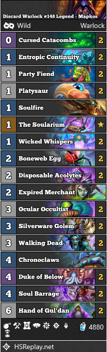 neon31HS's tweet image. [WILD] Mapkos reached #148 Legend with Discard Warlock.

Score: 22-9

▼ Deck Code and more:
hearthstone-decks.net/discard-warloc…

#WildHS #Hearthstone