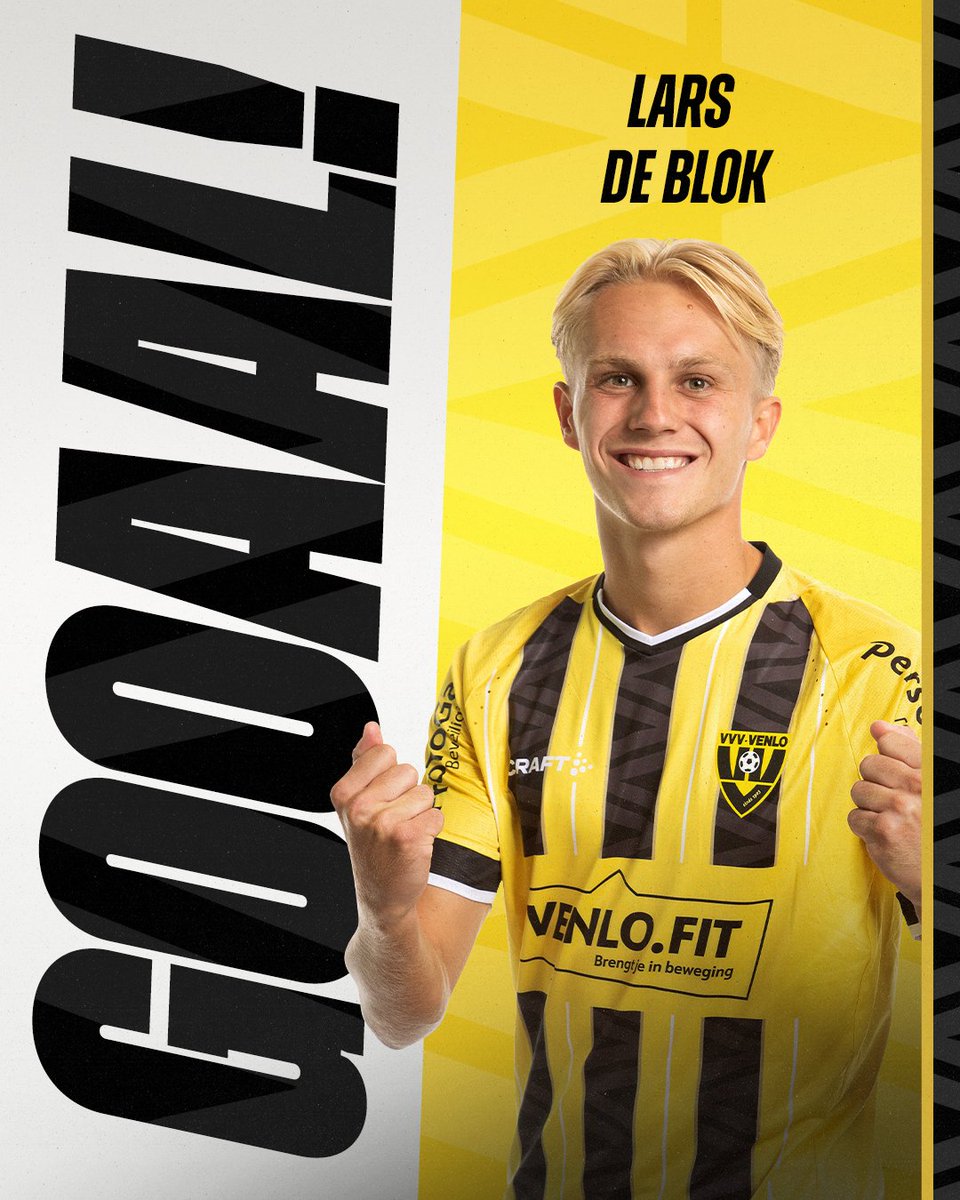VVVVenlo's tweet photo. 71. DOELPUNT VVV-VENLO!

Lars de Blok schiet de bal met een volley heerlijk in de verre hoek en brengt VVV via de binnenkant van de paal terug in de wedstrijd: 1-2.

#VVVGRA | 1-2 https://t.co/Wp8exLrX4W