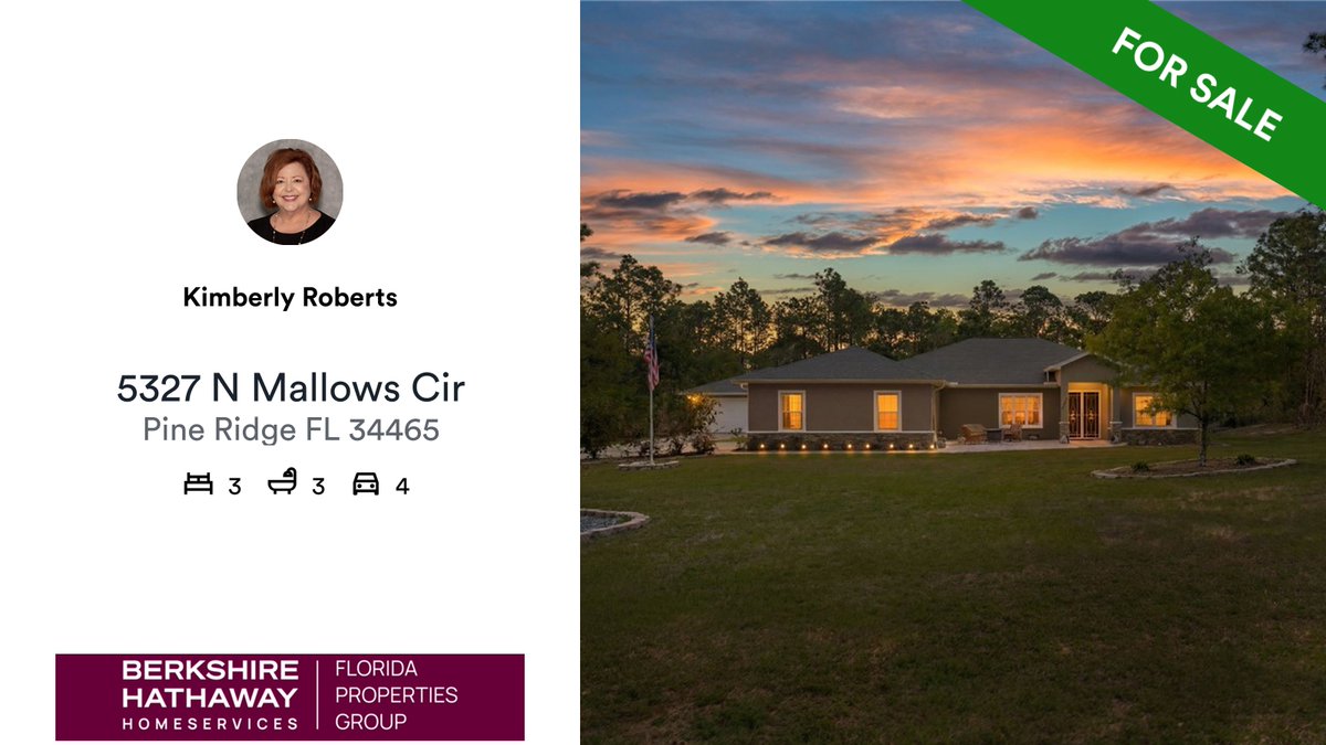 KimKnowsHomes's tweet photo. 🛌 3 🛀 3 🚘 4
📍 5327 N Mallows Cir, Pine Ridge, FL, 34465

My latest listing on RateMyAgent.

https://t.co/KfzrINHrSD

...
#ratemyagent #realestate #Berkshire_Hathaway_HomeServices_Florida_Properties_Group_Spring_Hill_ https://t.co/n23qGL7gl8