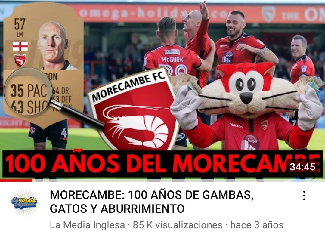 morecambe_hisp's tweet photo. El Morecambe desde la publicación de este video

2021: Ascenso vía Play-off 
2022: Salvación en la última fecha
2023: Descenso en la última fecha
2025: Descenso y casi desaparición
2026: Descenso

LA MUFA INGLESA @LaMediaInglesa https://t.co/QziwipF2Qz