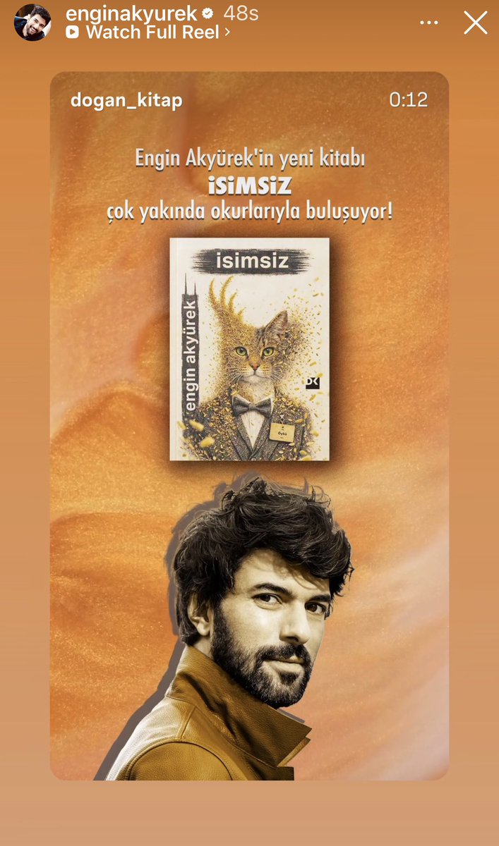 انجين اكيوريك عبر ستوري الإنستغرام ترويجا لكتابه الجديد بلا اسم 
#EnginAkyürek  #İsimsiz