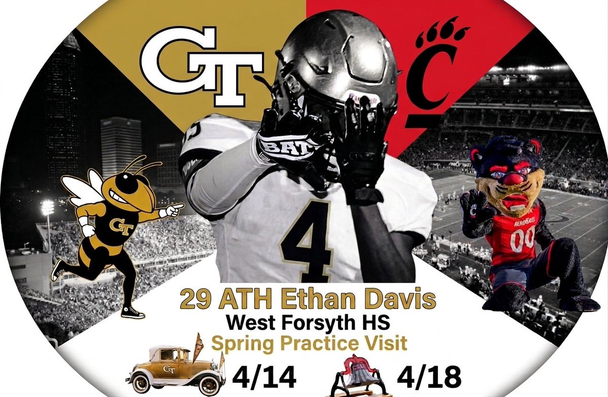 29Ethan77220's tweet photo. Excited to visit Georgia Tech (4/14) and  The University of Cincinnati (4/18). Looking forward to seeing these programs up close and continuing to learn and grow. @coach_stepp @CoachAnderson28 @PrepRedzoneGA @recruits_west https://t.co/dnP3S8EDpE