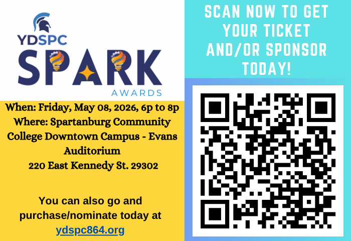 YDSPC864's tweet photo. The 3rd Annual Spark Awards is here! Get your tickets today at https://t.co/llEOb41j2o as we recognize those 40 and under in seven categories doing profound things in our region and beyond. #SpartanburgCounty #SouthCarolina #BeThatSpark #YDSPC #YDSPC864 #YoungGetsItDone #SCpol https://t.co/GS8MHAMu7m