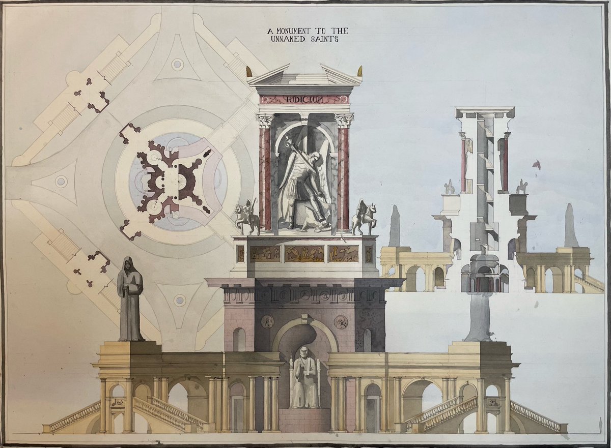 TommyGun275's tweet photo. A design and rendering for a monument in a roundabout dedicated to the unnamed saints. https://t.co/f5EGDnf6yx