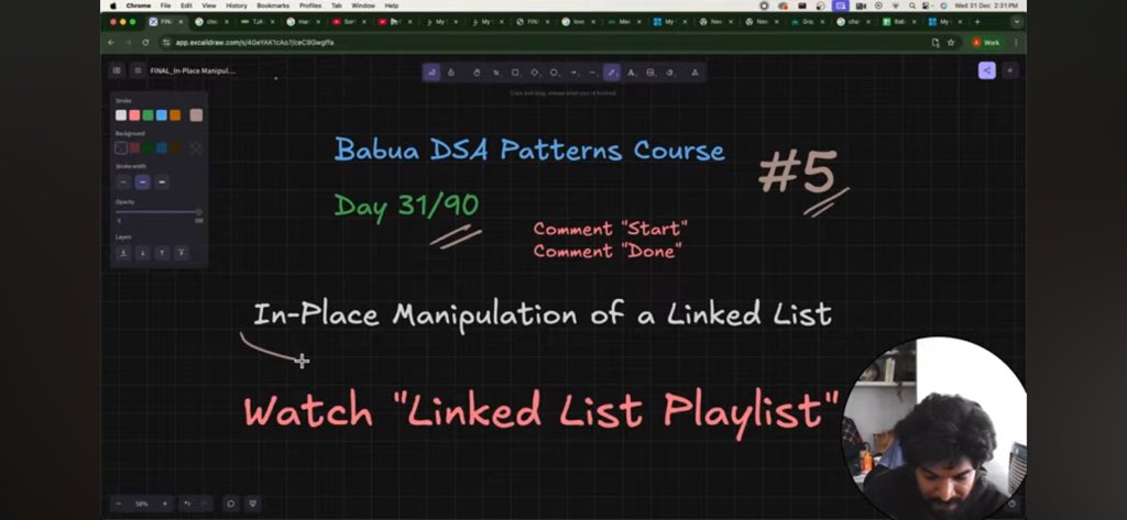 Faizmalik_519's tweet image. Day 31/90 — Babua DSA 🚀

Linked List basics 🔗

In-place = pointers change, no extra space

Reverse LL (Brute):
Store values → reverse → put back

Easy to understand, not optimal

Learned from Anuj Kumar

#Day31 #BabuaDSA #90DaysOfDSA #LinkedList #DSAJourney