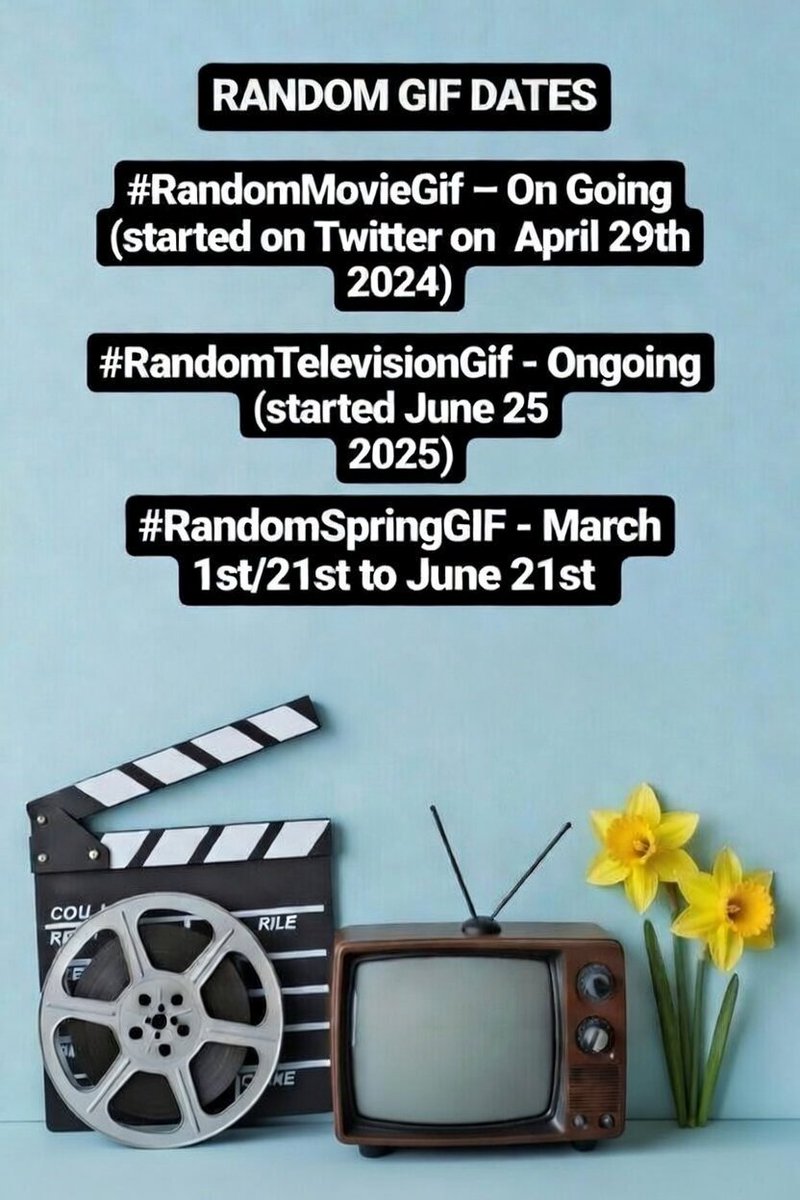 MarkFreeMyMind's tweet photo. On Dec 1st 2023, I posted a spontaneous #RandomChristmasGIF on Twitter
Friends of friends joined; followed each other and built friendships. Also, various other GIF topics
Simply post GIFs for
#RandomMovieGIF
#RandomTelevisionGIF
#RandomSpringGIF
All welcome https://t.co/8BZ0hcDVA3