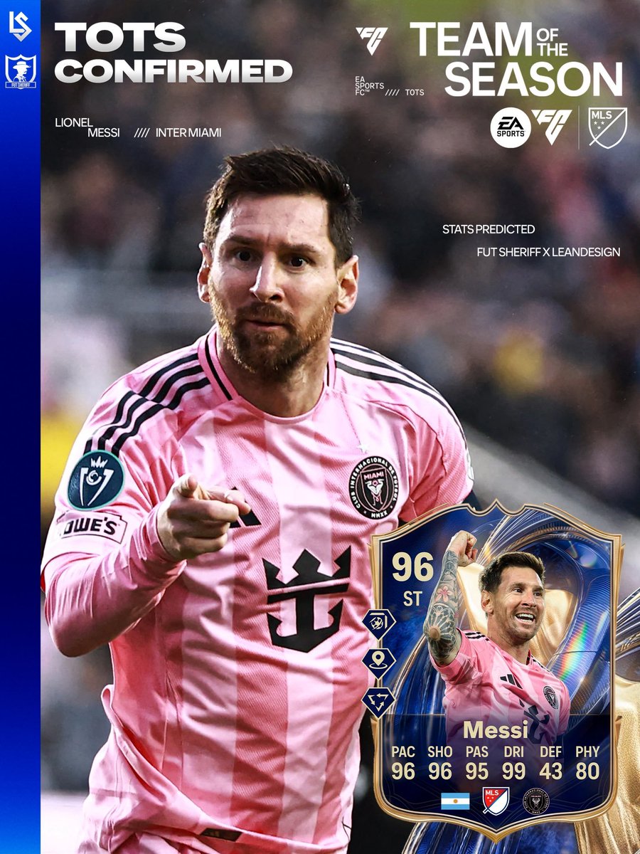 GloblFUTService's tweet photo. 🚨 TOTS STARTS NEXT FRIDAY IN FC 26!  

Messi TOTS confirmed ✅  
Leagues dropping:  
• Serie A  
• MLS  
• Eredivisie  
• Rest of the World  

Biggest promo of the year is here 🔥  
You ready to build?  

#FC26 #TOTS #Messi https://t.co/Vlxy7IqMcE