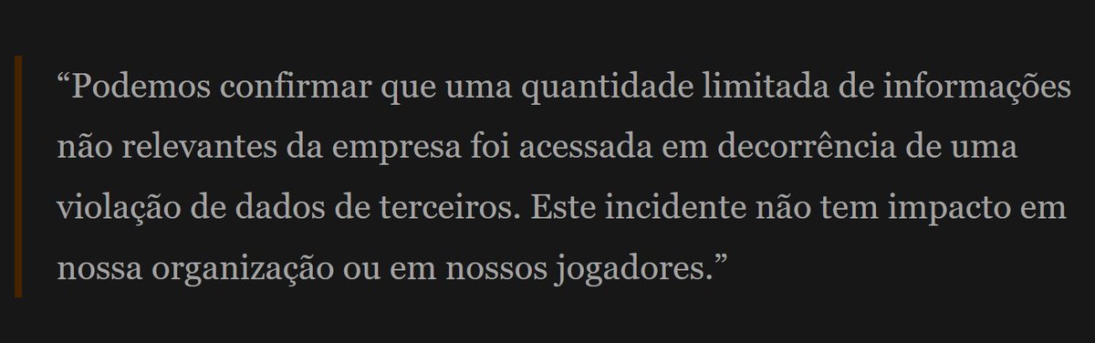 🚨Rockstar Games CONFIRMA vazamentos de dados a Kotaku

O termo "não-material" é jargão jurídico-financeiro vindo do mundo das empresas de capital aberto (a Take-Two, dona da Rockstar, é listada na NASDAQ). Significa que, segundo a empresa, os dados acessados não são relevantes o