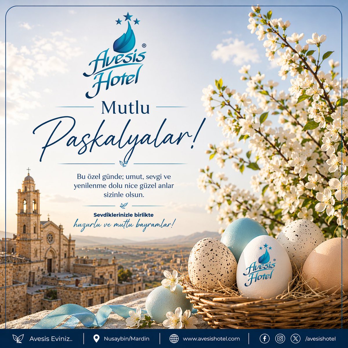 Nusaybin’in hoşgörü ve birlikte yaşam kültürüne yakışır şekilde;
Paskalya Bayramı’nın tüm şehrimize sağlık, huzur ve bereket getirmesini diliyoruz.

Mutlu Paskalyalar. #Paskalya
#Nusaybin #Mardin #Turizm