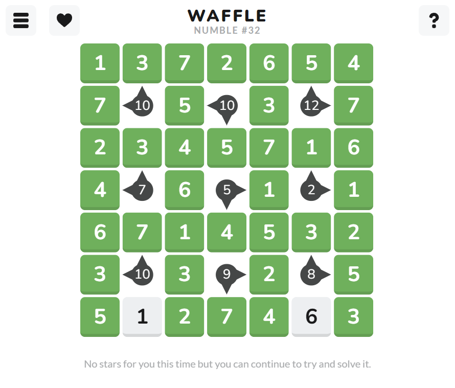 EchoTheHealer's tweet photo. @thatwafflegame Why is this answer to today's Number Waffle not possible? The 6 and the 1 would not conflict with anything else I can see. What am I missing? https://t.co/zHTLhdB4It