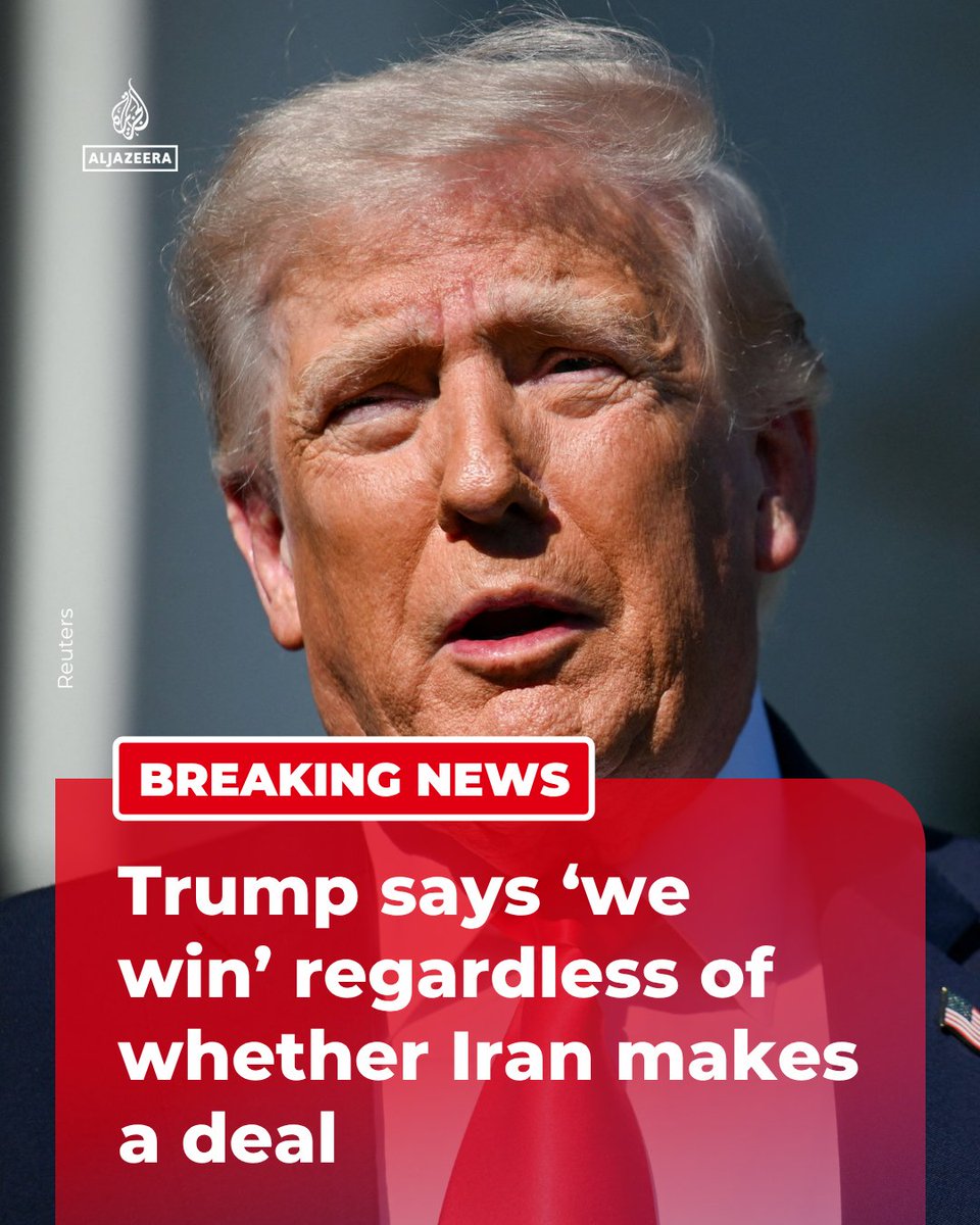 AJEnglish's tweet image. BREAKING: US President Donald Trump has addressed the latest US-Iran talks in Pakistan's Islamabad, saying “we’ve totally defeated that country [Iran]” and that “regardless of what happens, we win.”

🔴 LIVE updates: aje.news/i0v5ss