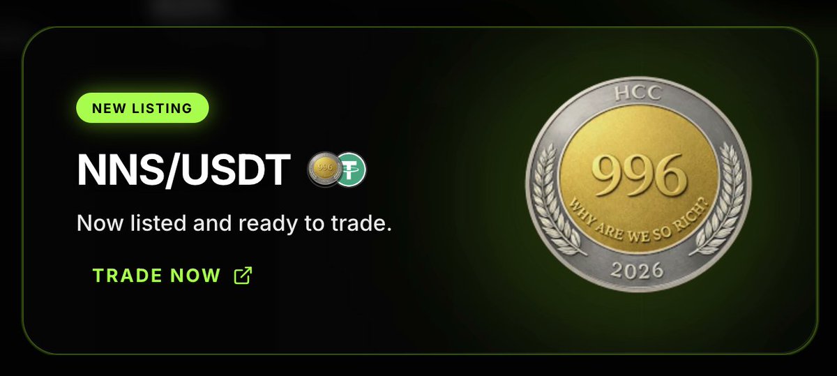 996coinproject's tweet image. Great News!! 996-Coin is now listed on @cexius_exchange 🥳🥳
We set up a few attractive $NNS sell orders using our treasury. You better hurry ;)
cexius.com
cexius.com/trade/NNS-USDT