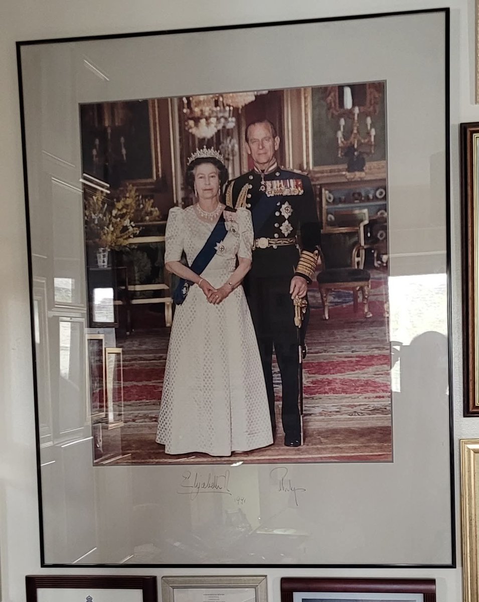 As we approach what would have been her 100th Birthday on 21 April 2026, I share a formal portrait from my collection of Her Late Majesty Queen Elizabeth II, and Prince Philip, which they hand signed to commemorate an official visit in 1991.
#queenelizabethII 
#PrincePhilip
