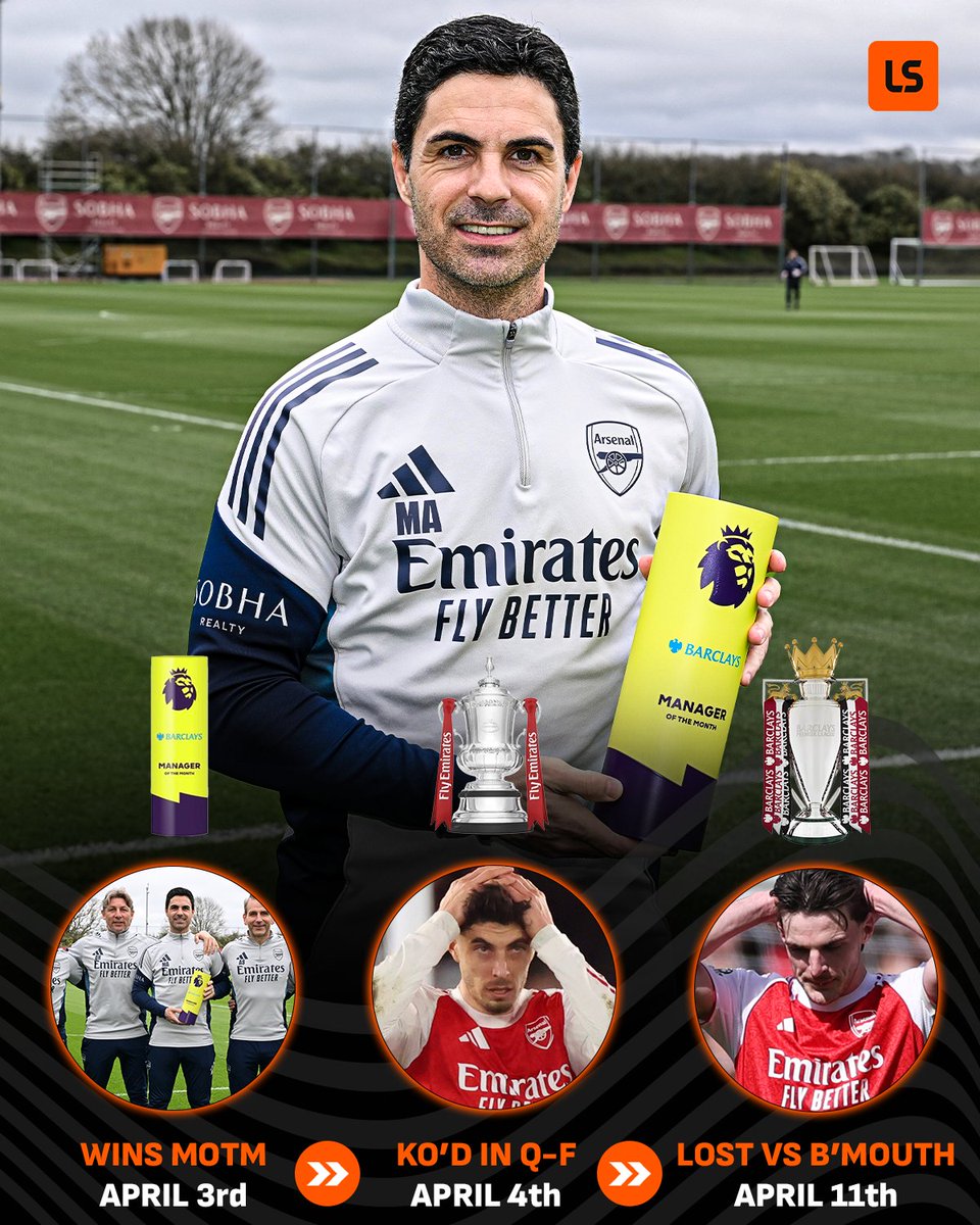 Mikel Arteta's Arsenal are the latest PL side to fall victim to the Manager of the Month curse 😱

The Gunners lost both of their domestic games since he won the award 🏆👀