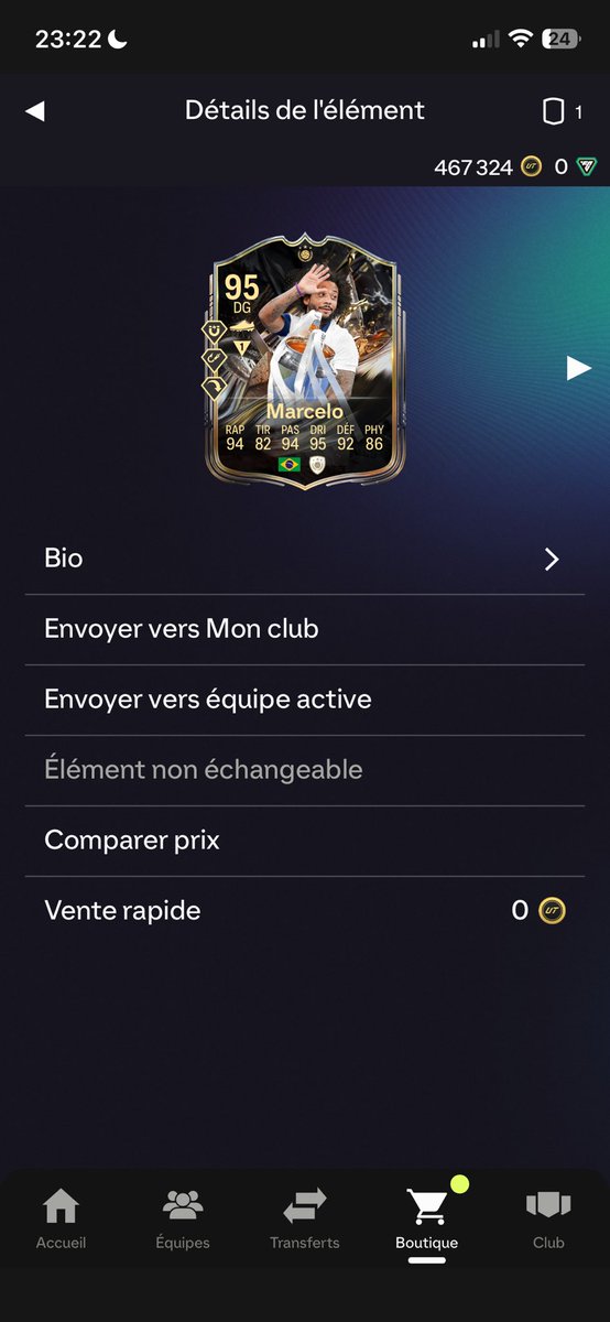 felicite_noha's tweet photo. Je pack Marcelo Titans Trophy sur l’app alors que je voulais pas ouvrir ce pack 84x2 la folie 🥹 #FC26 https://t.co/tjj4csZ9un