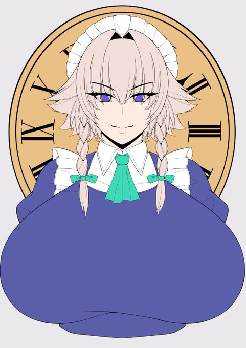 咲夜さん線画&amp;色置き
何となく使ってなかったんじゃが、やはりド正面の絵を描く時は対称定規めっちゃ便利! 