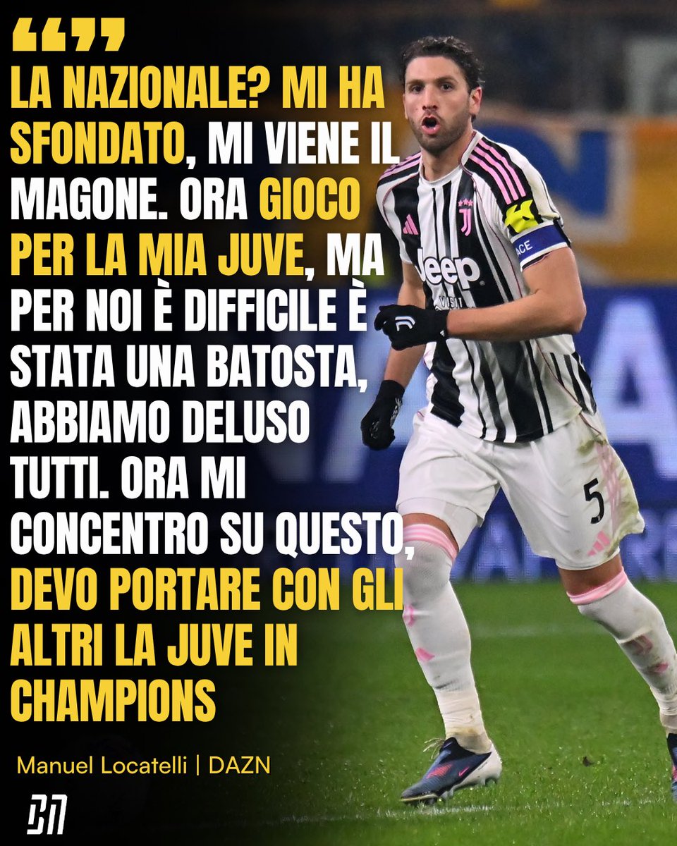 ilbianconerocom's tweet image. #Locatelli torna sulla delusione con l’Italia 🗣️ 

Poi suona la carica: “Devo portare con gli altri la #Juve in Champions” 💪🏻