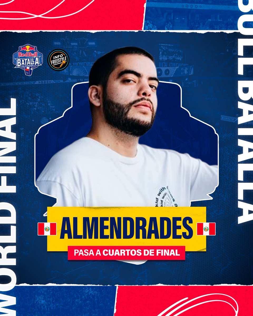 InfoFreestyle2's tweet image. ¡Octavos - Red Bull Batalla: Final Internacional! 🌎

🔹ALMENDRADES 🇵🇪 le ganó a FAT N 🇨🇴 y avanza a CUARTOS DE FINAL.

#RedBullBatalla