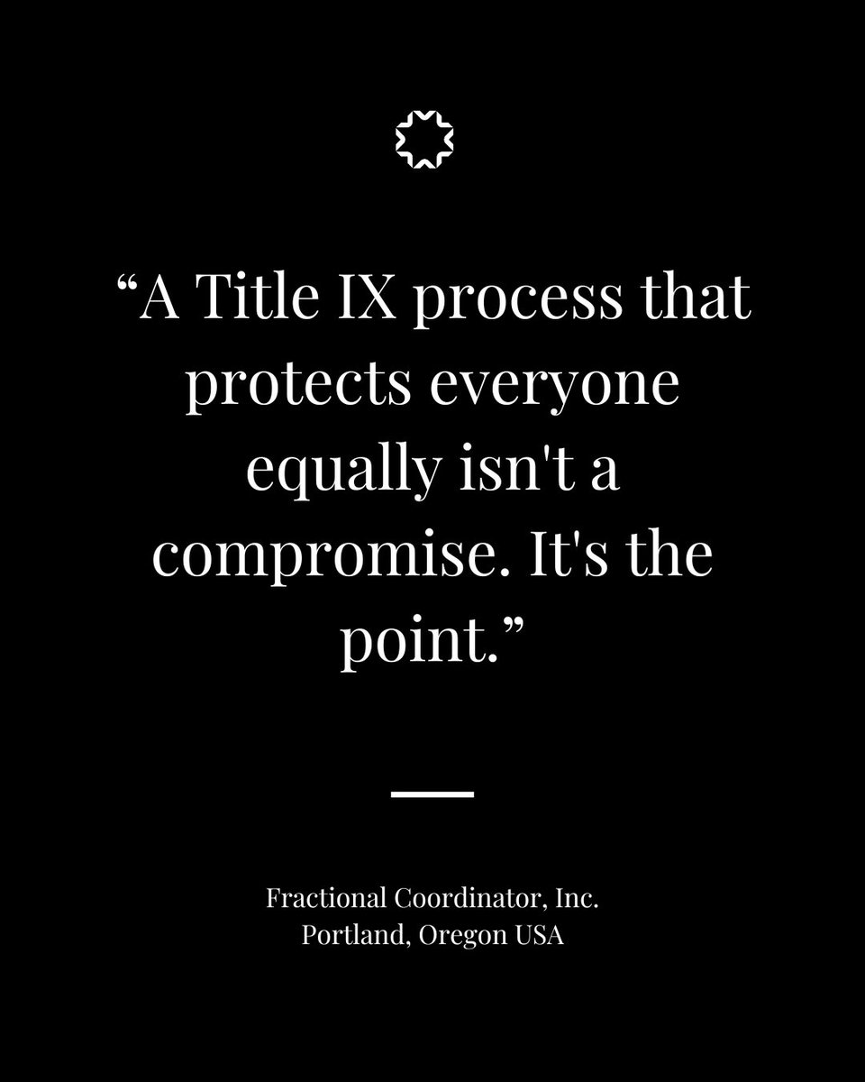 FractionalCoord's tweet image. A Title IX process that protects everyone equally isn't a compromise. It's the point. Impartiality isn't a burden on the system. It is the system. We offer Title IX leadership without the full-time cost? Link in bio.

#TitleIX #Equity #CivilRights #FractionalCoordinator