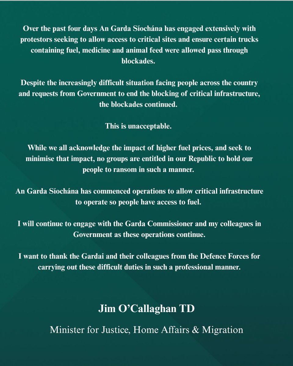 Jim O'Callaghan TD tweet media
