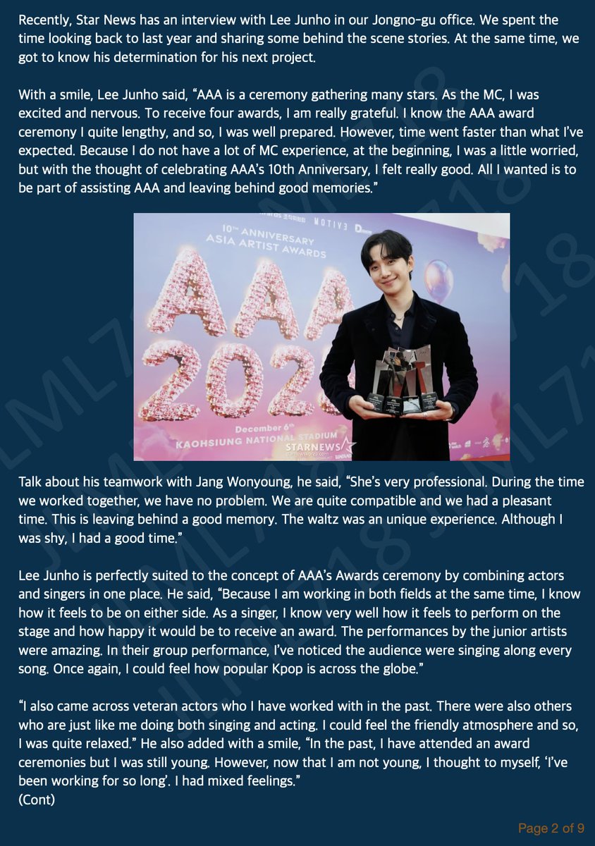 jlml718's tweet photo. [ENG TRANS] #LeeJunho #Junho #이준호 - 2026.04.11 Star News Interview (Part 1 to 3 - Full) AAA 2025 MC Lee Junho - Full English Human Translation - ❌ Do not take my translation and post under your own SNS account in any online platform. Thank you!❌ #Engtrans

Tweet 1 out of 3 (Cont)

Original Source:
https://t.co/mMxaUULPYM