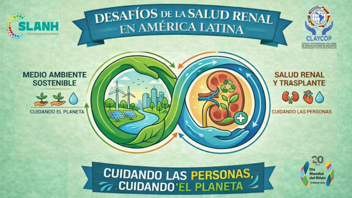 Retornovital06's tweet photo. 🌎💙 @claycop te invita

📢 Webinar: Desafíos de la salud renal en América Latina
✨ Cuidando a las personas, cuidando el planeta

🗓 16 abril | 🕖 19:00 (Ecuador)
💻 Virtual

🔗 Regístrate: https://t.co/aP1zKObg9H

@SLANH_ 

#SaludRenal #Claycop https://t.co/6m6bZy3Mkh
