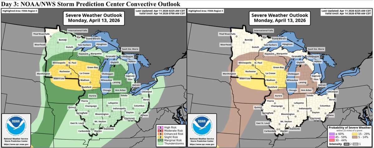 WindyCityWxMan's tweet image. Severe weather pattern still in the forecast, some fine tuning as we get closer, but still disagreement on timing and therefore strength

BUT…

Overall pattern and atmospheric elements in play do point to a window of concern from Monday through Wednesday. 

Monday main threat is