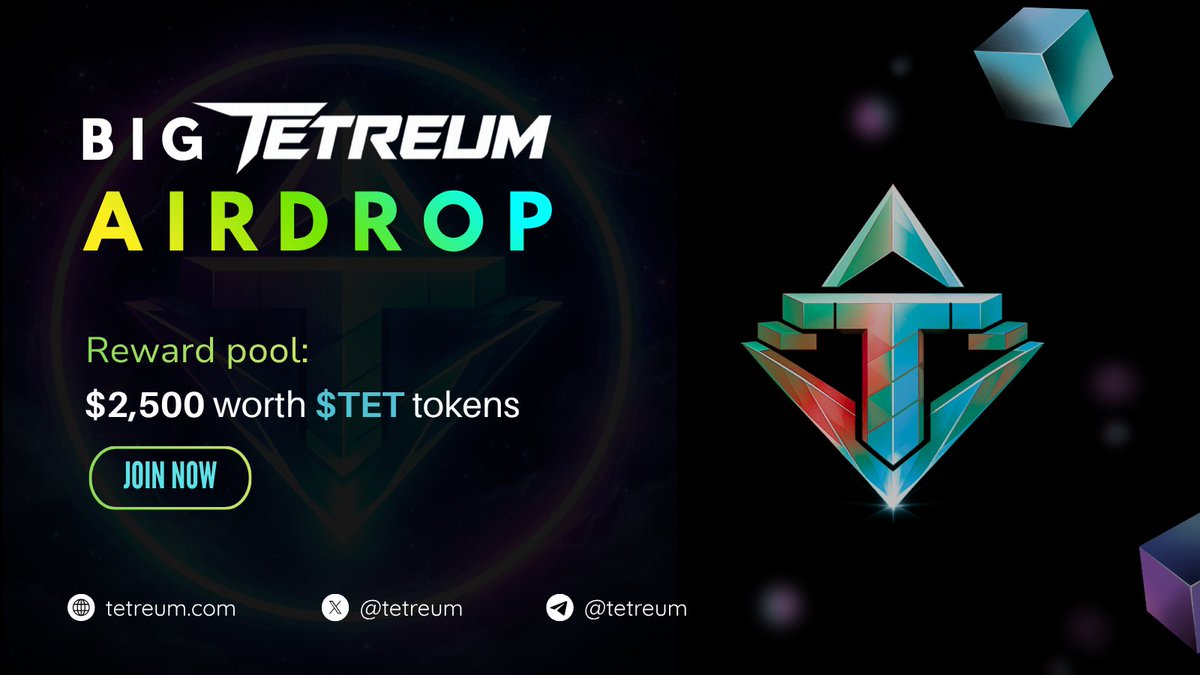 Wen airdrop? RIGHT NOW. 👇

<a href="/tetreum/">Tetreum</a> just dropped a $2,500 Worth $TET giveaway and the entry is stupidly simple 😤

🎁 $2,500 Worth $TET Prize Pool
🏅 500 Lucky Winners + 35 Top Referrers
⏰ Closes: 20th April 2026
💰 Distribution: Within 1 month after airdrop end

Steps:
1️⃣