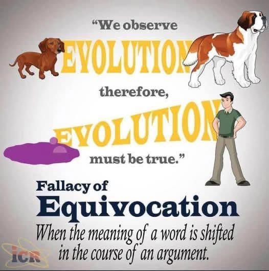 NotEvolution1's tweet photo. Equivocation fallacy, the backbone of Darwinism https://t.co/C0cEk6PT5q