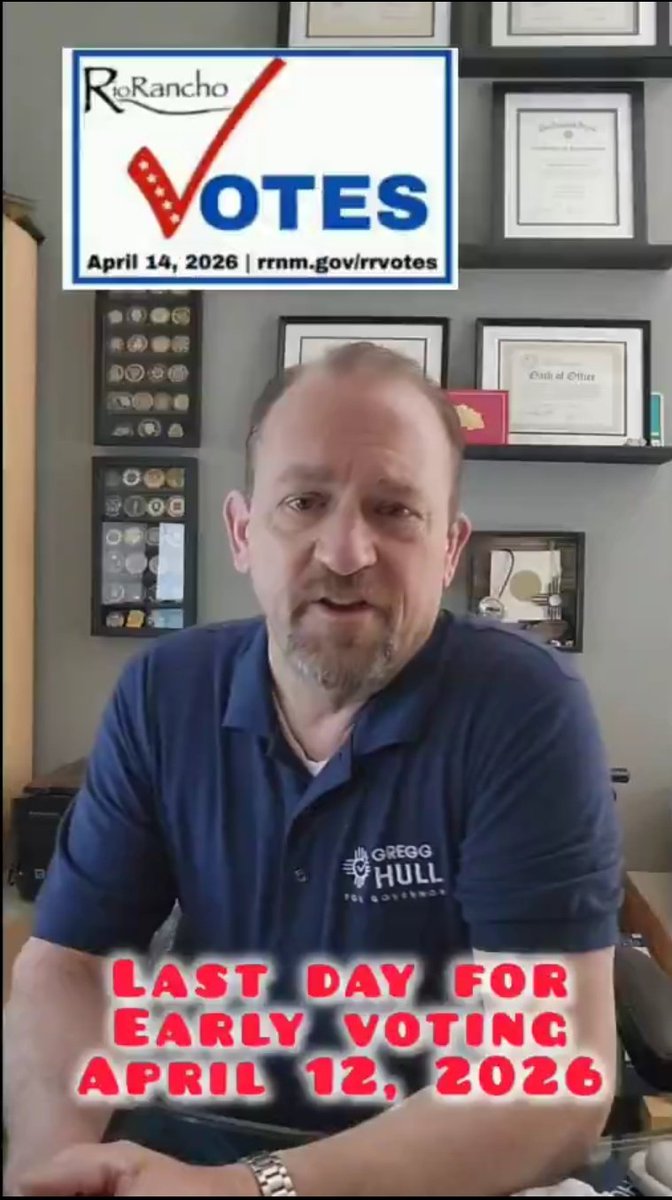 GovernToChange's tweet photo. 👋 My fellow People of Rio Rancho, Early Voting for the runoff mayoral election ends TODAY, SATURDAY, APRIL 11TH, 2026, NOT THE 12TH!
Please disregard the Deleted PSA From OUR Current Mayor @GreggHullforNM &amp; Get out to Vote, TODAY!
NM Deserves Better!
🙏♥️🇺🇲♥️🙏 https://t.co/UgXaqSxpbT