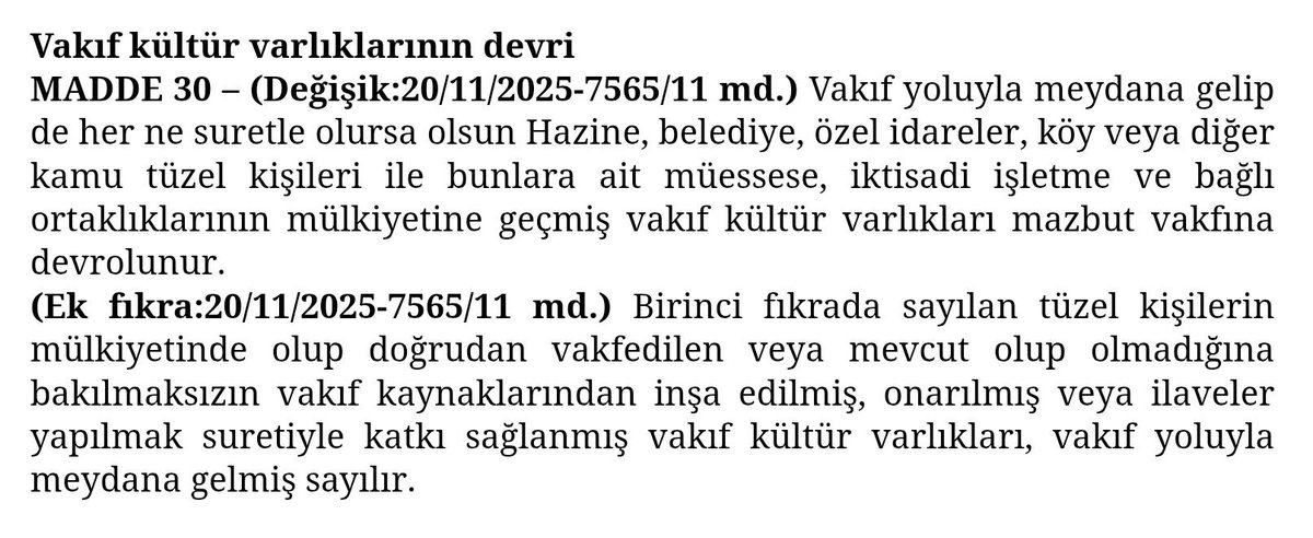 Yapay zekadan destek isteyeceğinize açın da kanuna bakın.

"Vakıf kaynaklarından inşa edilmiş, onarılmış veya  ilaveler yapılmak suretiyle katkı sağlanmış vakıf kültür varlıkları, vakıf yoluyla meydana gelmiş sayılır."

Bu konuyu tartışmaya açtığınız iyi oldu, haksızlığınızı