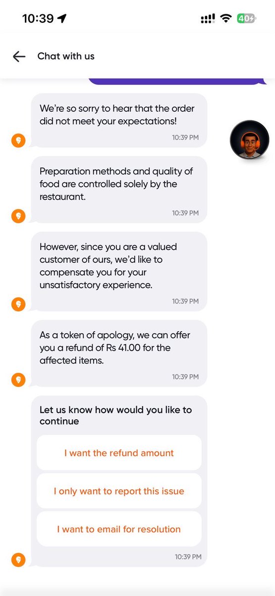 KunalBJP's tweet photo. @Swiggy 
Food condition was so bad even a dog wouldn’t eat it
I even tried cancelling on time, but cancellation option didn’t work and order was still delivered.
Now you’re offering just ₹41 refund on a ₹271 order? Seriously?
This is not compensation, this is a joke. https://t.co/N8htMeYYkk