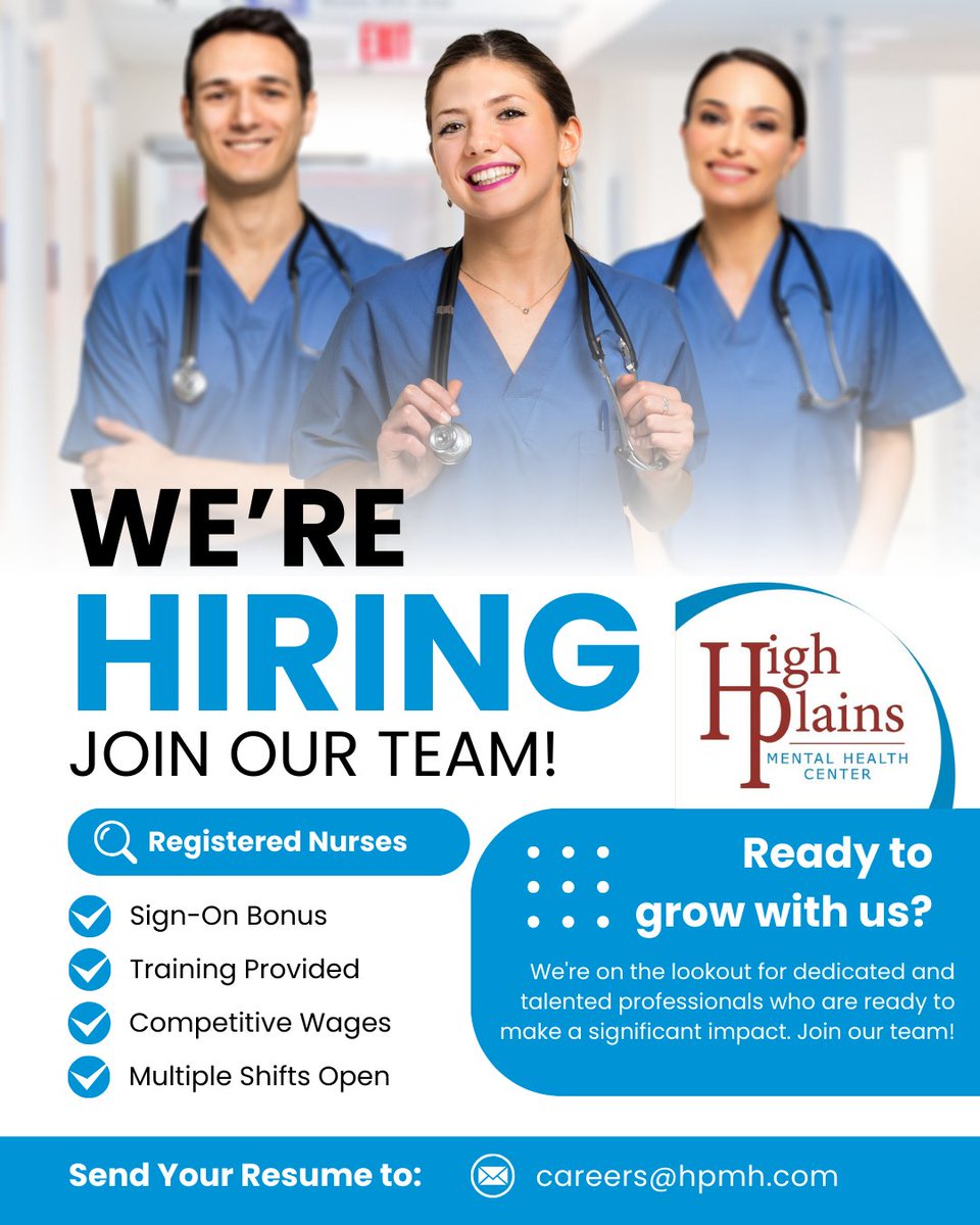 We are NOW HIRING for our new Crisis Intervention Center! If you're an RN or LPN, come grow your career with us. We offer competitive pay, flexible scheduling, and all required training provided on-site. Learn more at hpmhc.com/careers/ or email us at careers@hpmh.com