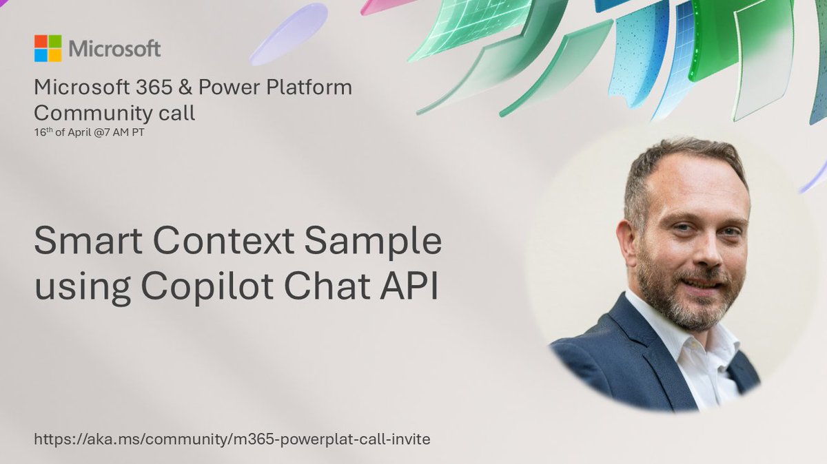 m365pnp's tweet photo. 📆 Smart context sample using #Copilot Chat API

• Live demo in #Microsoft365 &amp; Power Platform community call on 16th of April 7 AM PT
• Presented by @FedericoSPDev 👏
• Everyone is welcome!

👋 Get the invite → https://t.co/55Jhxd3NB5

#Microsoft365 #SPFx #Copilot https://t.co/hrwW3RZmIs