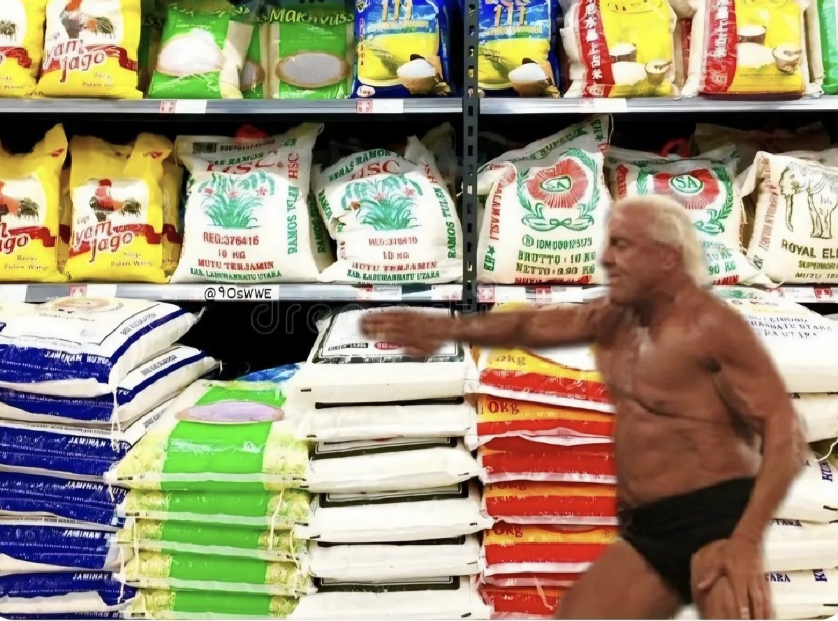 90sWWE's tweet photo. Me walking past the bags of rice at the supermarket https://t.co/skAhGkaKMe