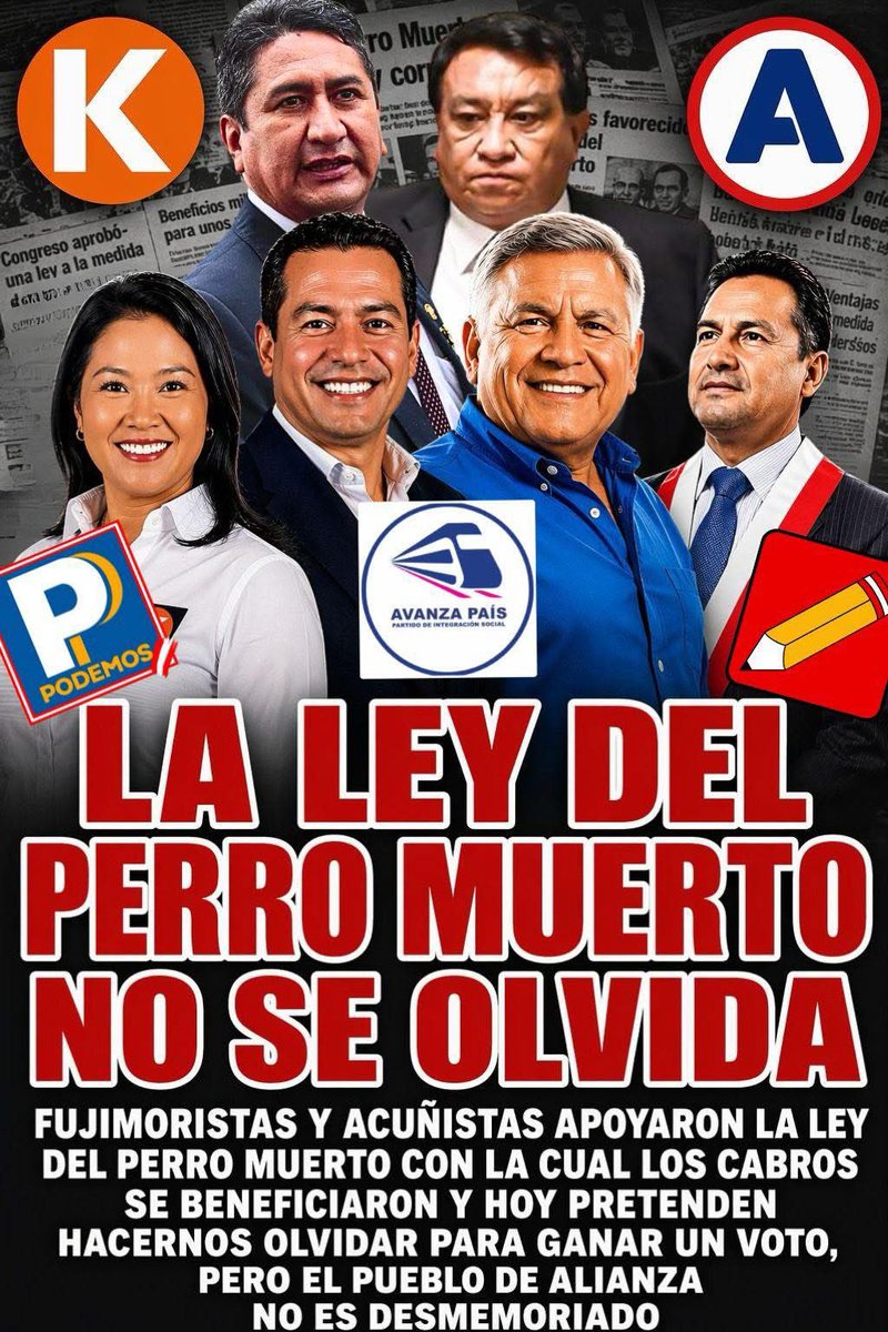 Por ninguno de estos.

Hace años esperamos el momento de hacerlos pagar en las urnas y ese momento ha llegado.

Cada uno vota según sus intereses, y a nosotros solo nos interesa Alianza Lima.

#NoALaLeyPerroMuerto
#FueraMierda