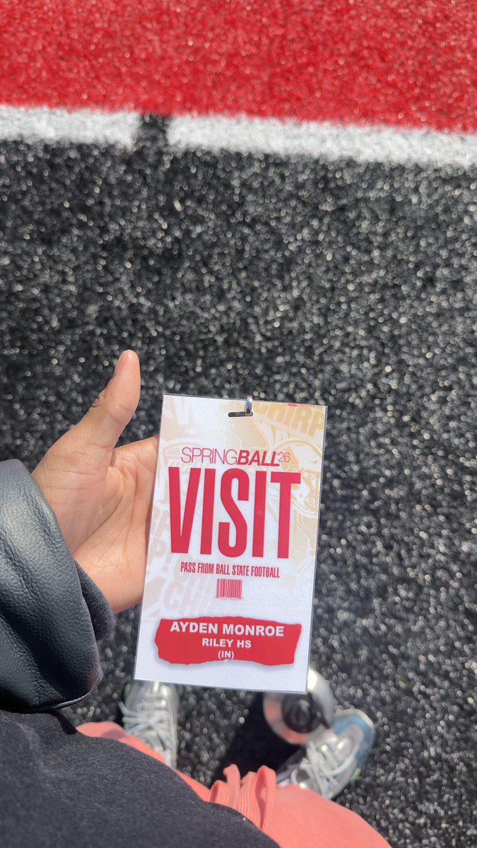 aymonroee's tweet photo. I had a great time @BallStateFB today watching spring practice! Thank you @CoachRayHolmes for the invite I can’t wait to get back on campus for the Spring Game! @CoachU_BSU @CoachWCinelli @TPenningerFB @ryan_lezon @CoachShaqV @AllenTrieu @SWiltfong_ @CoachDLeeFB @RileyWildcatFB https://t.co/MG77C1RFq9