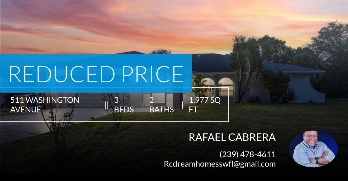 Rcabrera1224's tweet photo. 📍 Reduced Price 📍 This recently reduced home at 511 Washington Avenue in Lehigh Acres won't last long, so, don't wait to set up a showing! Reach out here or at (239) 478-4611 for more information! https://t.co/WhULdxIw91 https://t.co/1PjKJO0vqA