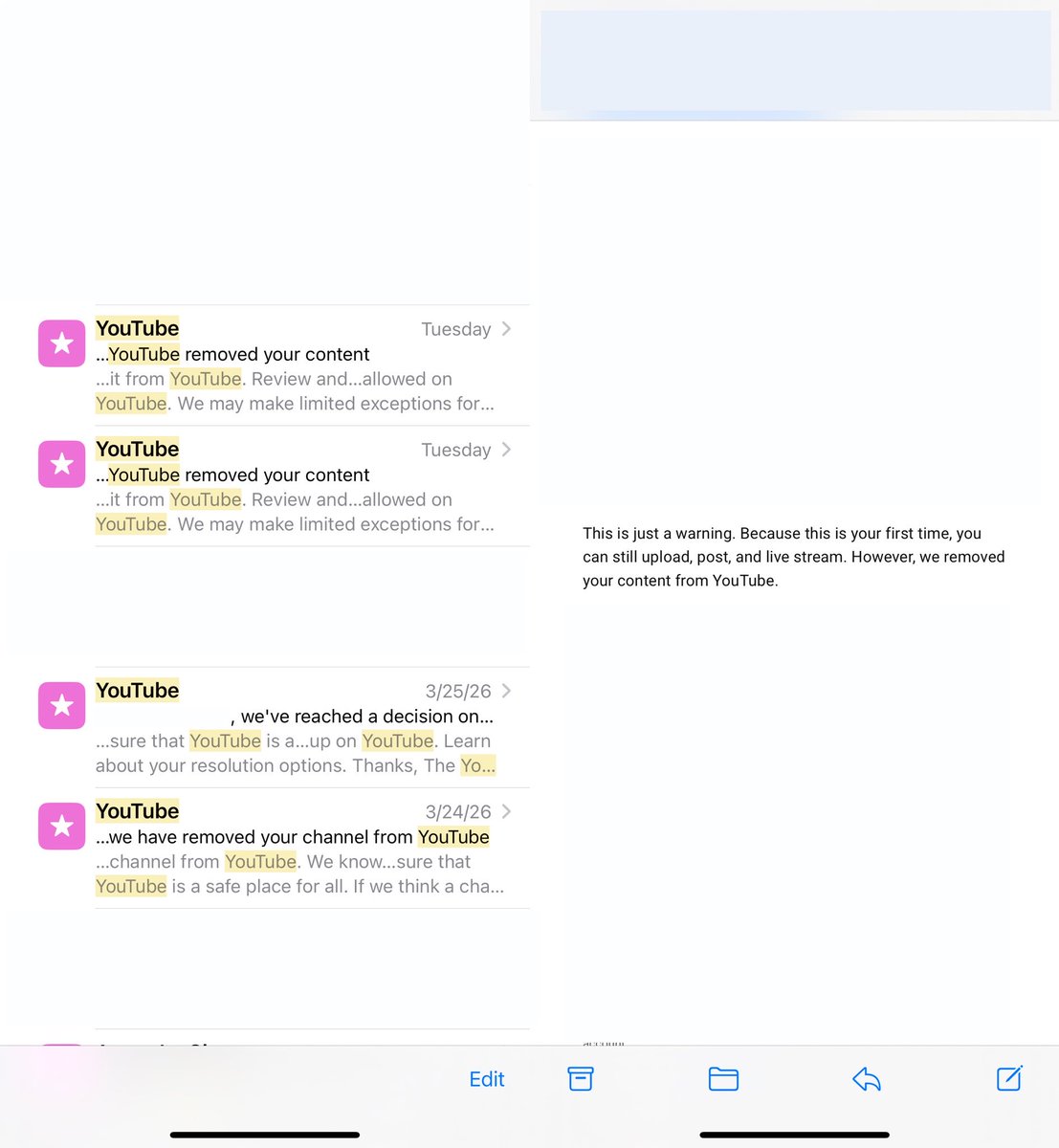 shadowxdroid's tweet photo. Hi @TeamYouTube on April 7 I received my first community guideline warning. However, my YouTube channel was removed on March 24. I tried to appeal but failed. I had uploaded videos for 9 years and I believe my channel was removed prematurely.

Channel https://t.co/MRiWmPUFx1 https://t.co/YSsDv2j6mn