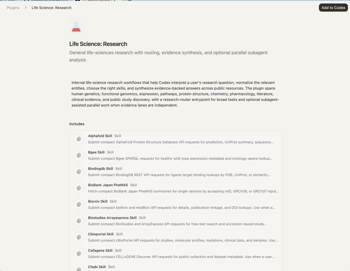 mweinbach's tweet image. First time noticing this life sciences codex plugin

seems really cool actually