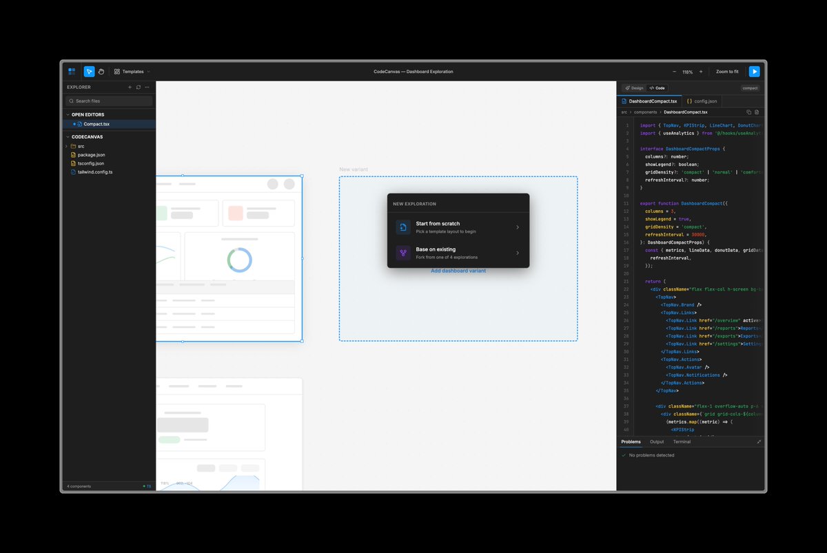 I want Figma to be bilingual.

Design tools should speak both layers and code fluently, not just one with broken translations of the other.

When I'm exploring things, I shouldn't have to leave Figma just because my next iteration needs logic instead of pixels. Let me duplicate a