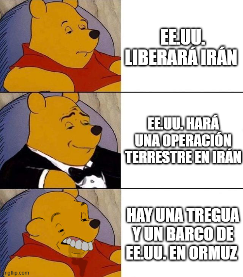 ¿Alguien me explica cómo los mismos buleros que durante semanas nos vendían que Trump iba a "liberar" a los iraníes de los ayatolás, luego hablaban de una invasión terrestre al estilo Día D, ahora intentan colarnos como una Victoria Total una tregua con esos mismos ayatolás y un