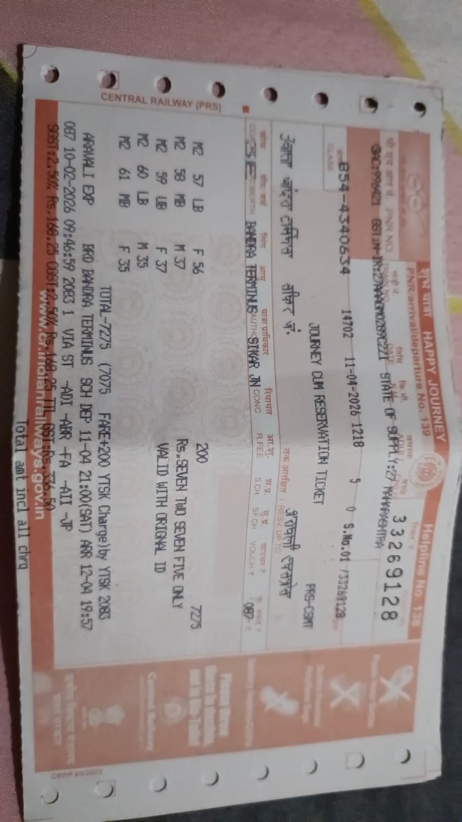 rohan25081990's tweet photo. ⁦@Central_Railway⁩ we bought tickets from ticket counter. Forgot to carry ticket, showed him photo. All persons present. Carrying photo ID In train no 14702, still TTE harassing us. Please give us a solution. https://t.co/WP1GVKEv1l