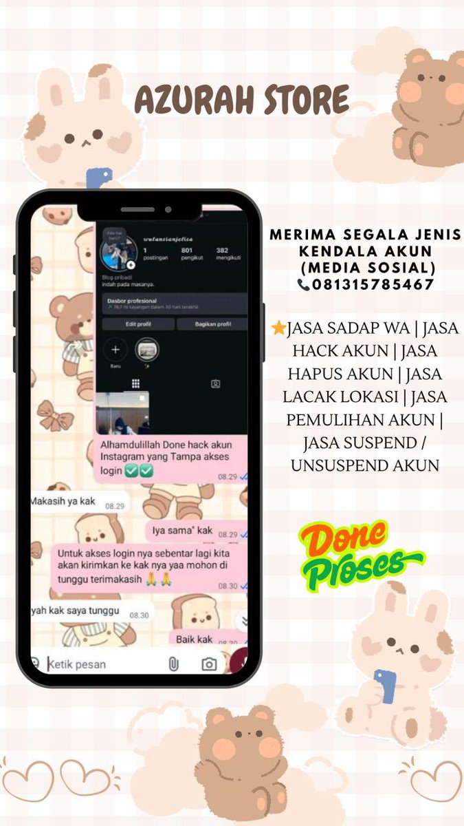 Prfecth's tweet photo. JASA PEMULIHAN AKUN &amp; HAPUS AKUN :

🧸ྀི AKUN LUPA PASWORD/KE HACK
🧸ྀི JASA SADAP WA
🧸ྀི JASA SUSPEND/UNSUSPEND AKUN
🧸ྀི JASA HAPUS AKUN
🧸ྀི JASA HACK/PULIHKAN
🧸ྀི JASA LACAK LOKASI 
IG,WA,Line,Tele,X,TikTok,Gmail,FB,• DLL

Order for WhatsApp 📩
https://t.co/HuBtmZxHlD https://t.co/M9HtXa4Q09